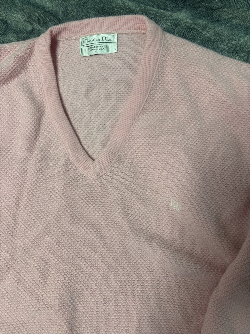 Christian Dior Pink V-Neck Knit Sweater